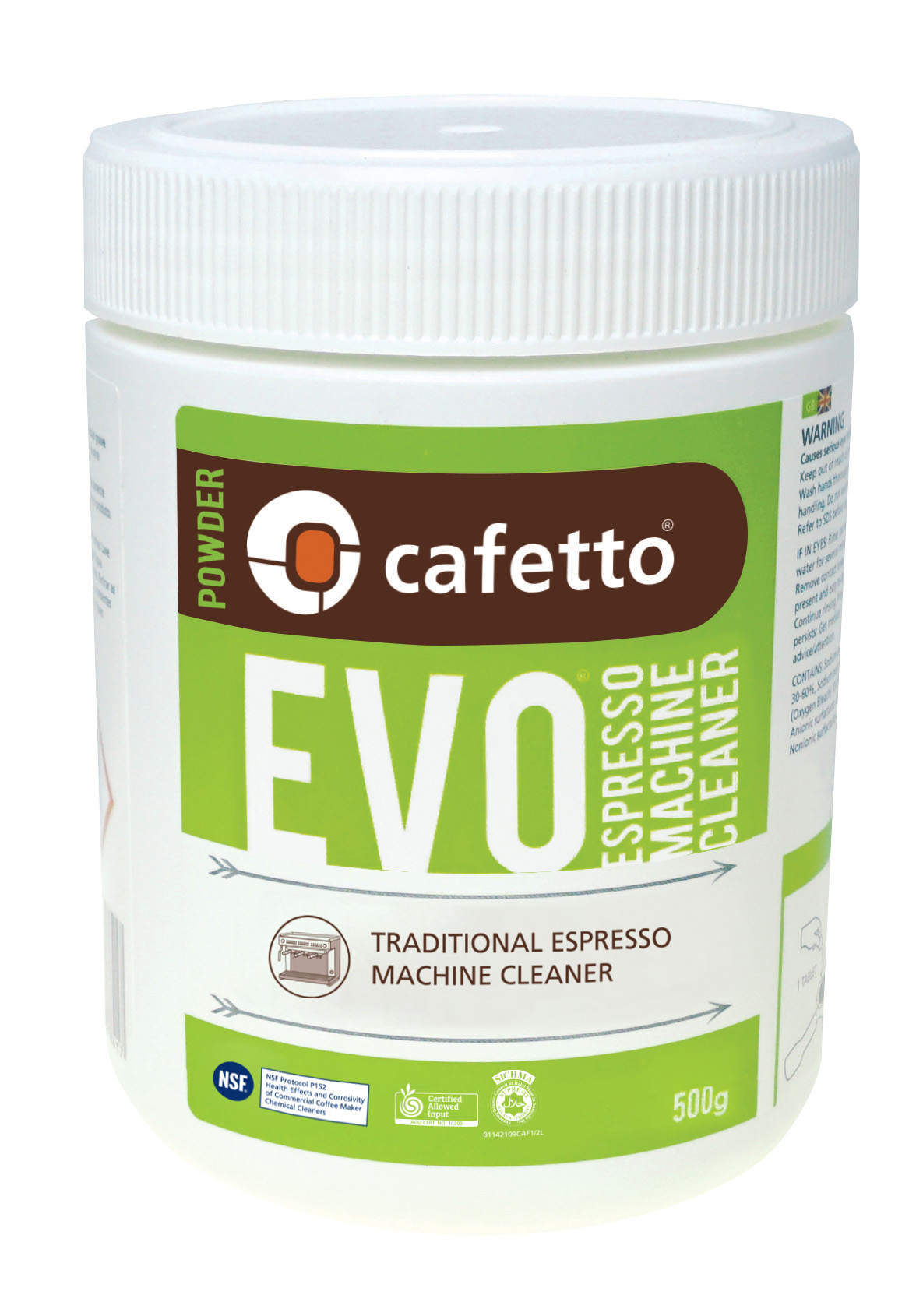 Detergent pudra organic CAFETTO EVO, pentru igienizarea espressoarelor profesionale, Borcan 500g