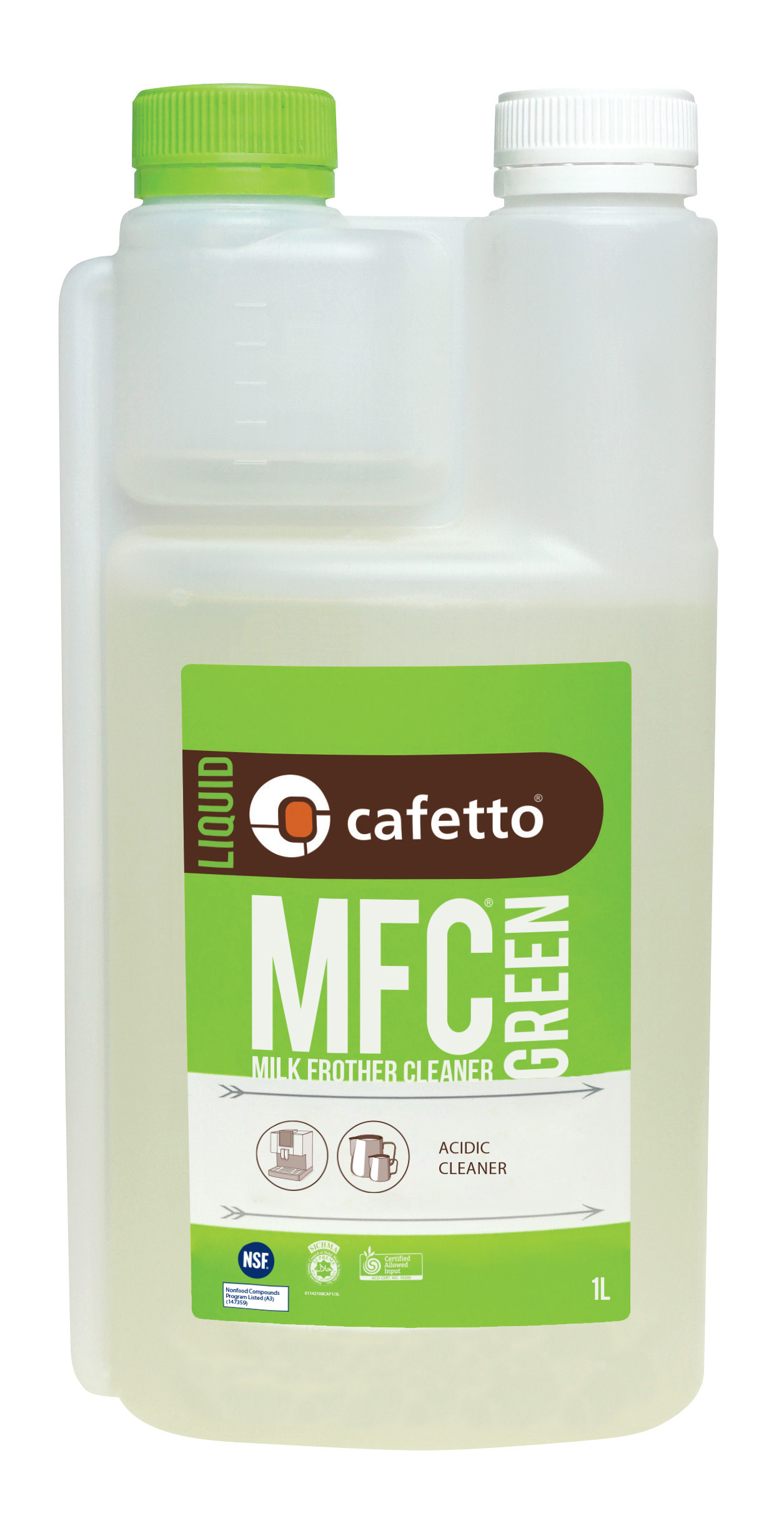 Detartrant acidic organic CAFETTO MFC Green, pentru igienizarea circuitelor de lapte, Bidon 1L